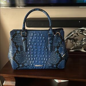 Blue Crocodile Embossed Handbag
